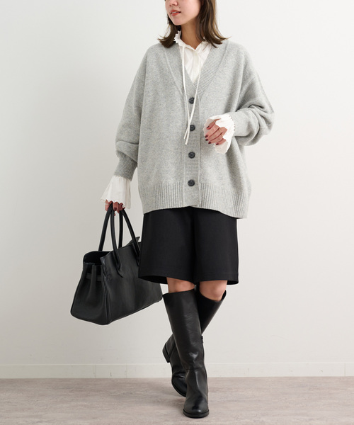 JOURNAL STANDARD relume（ジャーナルスタンダード　レリューム）の「《追加》ウォッシャブルウーリッシュツイルハーフパンツ（その他パンツ・レディース・ブラック/チャコールグレー・FREE）」の4枚目の写真