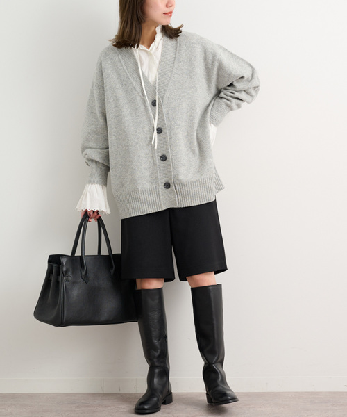JOURNAL STANDARD relume（ジャーナルスタンダード　レリューム）の「《追加》ウォッシャブルウーリッシュツイルハーフパンツ（その他パンツ・レディース・ブラック/チャコールグレー・FREE）」の5枚目の写真