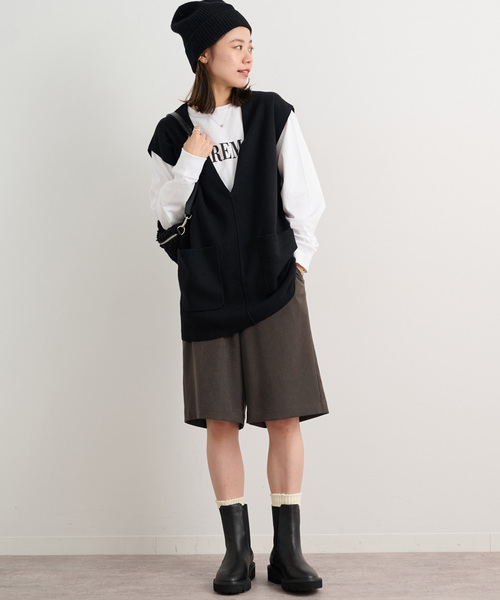 JOURNAL STANDARD relume（ジャーナルスタンダード　レリューム）の「《追加》ウォッシャブルウーリッシュツイルハーフパンツ（その他パンツ・レディース・ブラック/チャコールグレー・FREE）」の10枚目の写真