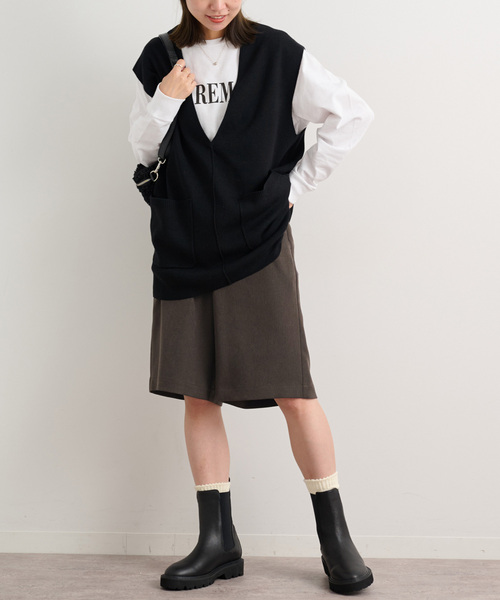 JOURNAL STANDARD relume（ジャーナルスタンダード　レリューム）の「《追加》ウォッシャブルウーリッシュツイルハーフパンツ（その他パンツ・レディース・ブラック/チャコールグレー・FREE）」の12枚目の写真