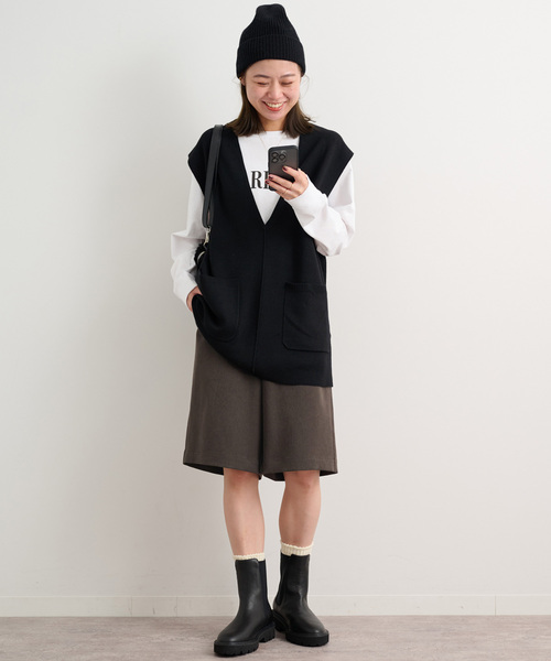 JOURNAL STANDARD relume（ジャーナルスタンダード　レリューム）の「《追加》ウォッシャブルウーリッシュツイルハーフパンツ（その他パンツ・レディース・ブラック/チャコールグレー・FREE）」の13枚目の写真