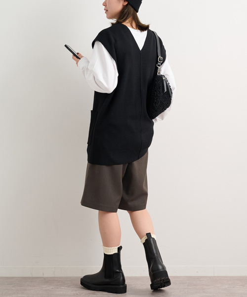 JOURNAL STANDARD relume（ジャーナルスタンダード　レリューム）の「《追加》ウォッシャブルウーリッシュツイルハーフパンツ（その他パンツ・レディース・ブラック/チャコールグレー・FREE）」の17枚目の写真