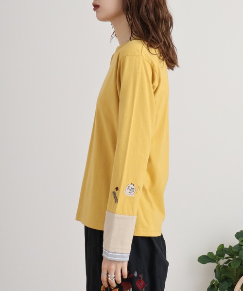 EMAGO 袖切替え手芸刺繍ﾛﾝｸﾞｽﾘｰﾌﾞ（Tシャツ/カットソー）｜Emago
