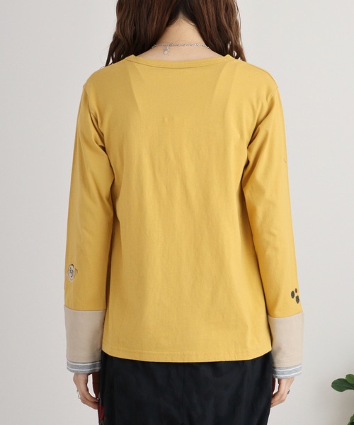EMAGO 袖切替え手芸刺繍ﾛﾝｸﾞｽﾘｰﾌﾞ（Tシャツ/カットソー）｜Emago