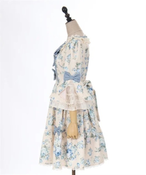 axes femme kawaii(アクシーズファムカワイイ)の「アンティークローズ柄ワンピ(ワンピース・レディース・ワイン/キナリ/グリーン・MEDIUM)」の11枚目の写真