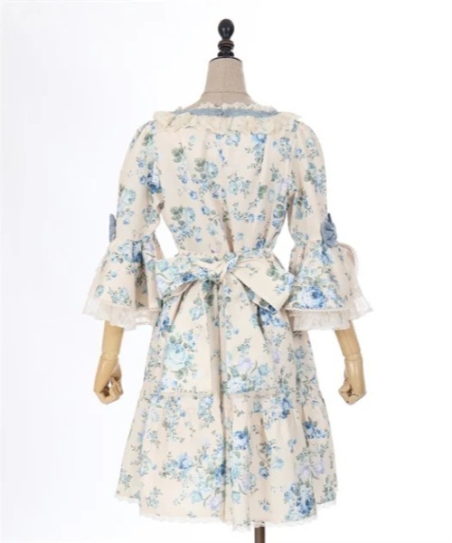 axes femme kawaii(アクシーズファムカワイイ)の「アンティークローズ柄ワンピ(ワンピース・レディース・ワイン/キナリ/グリーン・MEDIUM)」の12枚目の写真