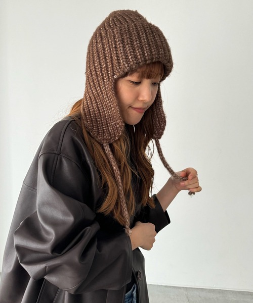 CANAL JEAN（キャナルジーン）の「El mar　あぜ編みフライトキャップ（ニットキャップ/ビーニー・レディース・ベージュ/グレー/アイボリー・ONE SIZE）」の6枚目の写真