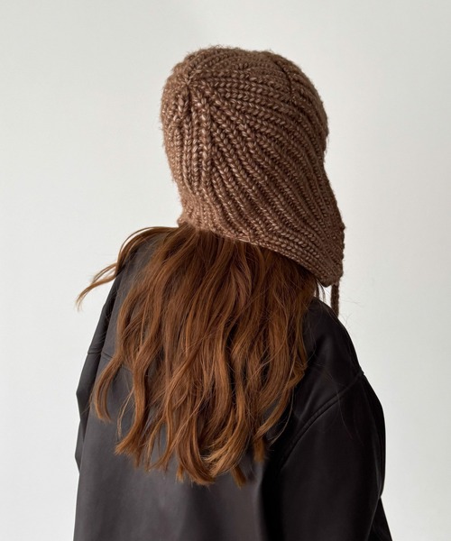 CANAL JEAN（キャナルジーン）の「El mar　あぜ編みフライトキャップ（ニットキャップ/ビーニー・レディース・ベージュ/グレー/アイボリー・ONE SIZE）」の7枚目の写真