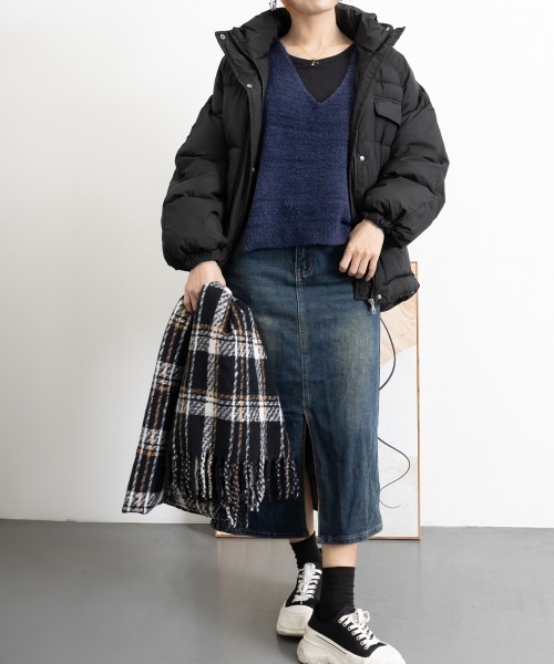 Miniministore(ミニミニストア)の「フード中綿コートフェイクダウンジャケット(ダウンジャケット/コート・レディース・ブルー/ブラック/アイボリー/ブラウン・XL/L)」の18枚目の写真