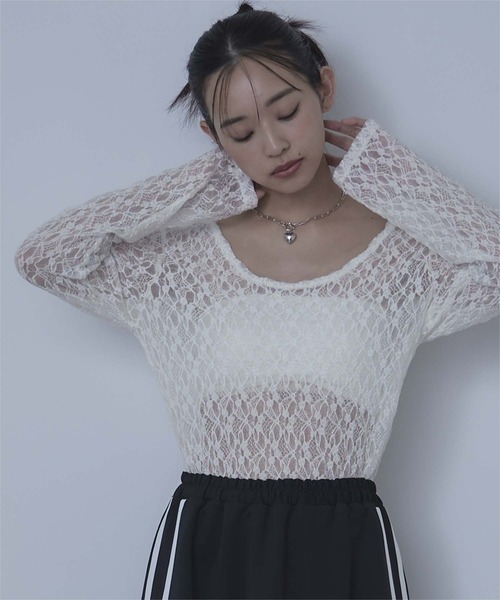 miette(ミエット)の「前後2wayUネックレーストップス(Tシャツ/カットソー・レディース・グレー/ミント/オレンジ/ピンク/ホワイト・FREE)」の1枚目の写真
