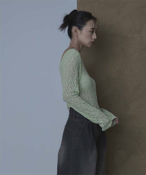 miette(ミエット)の「前後2wayUネックレーストップス(Tシャツ/カットソー・レディース・グレー/ミント/オレンジ/ピンク/ホワイト・FREE)」の11枚目の写真