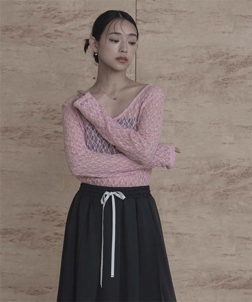 miette(ミエット)の「前後2wayUネックレーストップス(Tシャツ/カットソー・レディース・グレー/ミント/オレンジ/ピンク/ホワイト・FREE)」の20枚目の写真