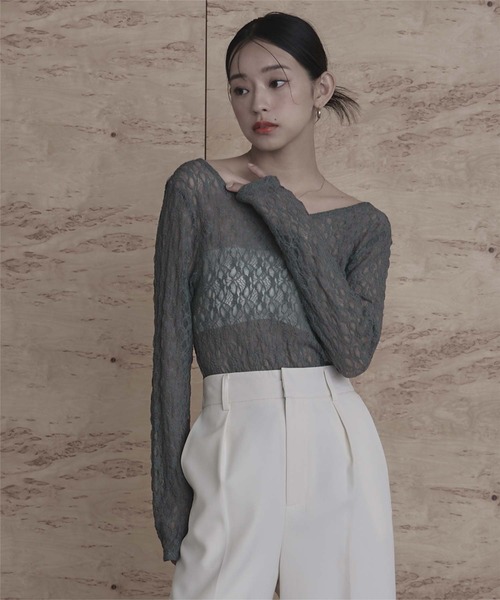 miette(ミエット)の「前後2wayUネックレーストップス(Tシャツ/カットソー・レディース・グレー/ミント/オレンジ/ピンク/ホワイト・FREE)」の6枚目の写真