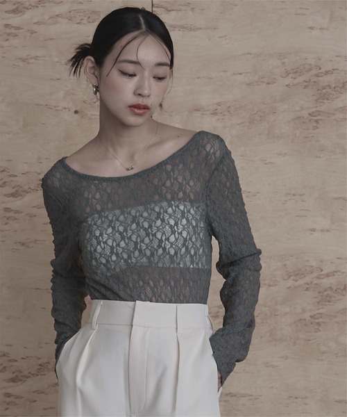 miette(ミエット)の「前後2wayUネックレーストップス(Tシャツ/カットソー・レディース・グレー/ミント/オレンジ/ピンク/ホワイト・FREE)」の8枚目の写真