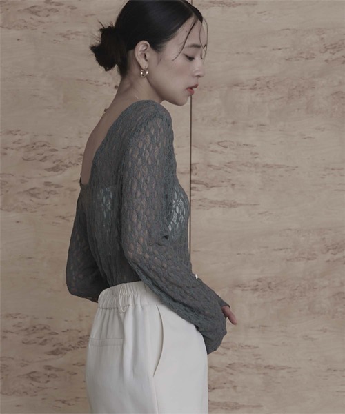 miette(ミエット)の「前後2wayUネックレーストップス(Tシャツ/カットソー・レディース・グレー/ミント/オレンジ/ピンク/ホワイト・FREE)」の9枚目の写真
