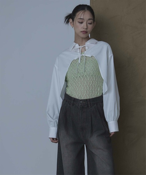 miette(ミエット)の「前後2wayUネックレーストップス(Tシャツ/カットソー・レディース・グレー/ミント/オレンジ/ピンク/ホワイト・FREE)」の16枚目の写真
