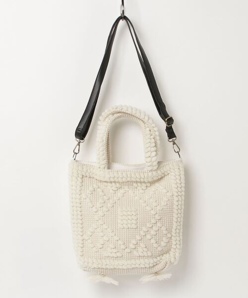 MAISON mou(メゾンムー)の「【Swaraj/スワラージ】JQ 2waySQトート(手織り)(トートバッグ・レディース・ホワイト/ライトピンク・FREE)」の6枚目の写真