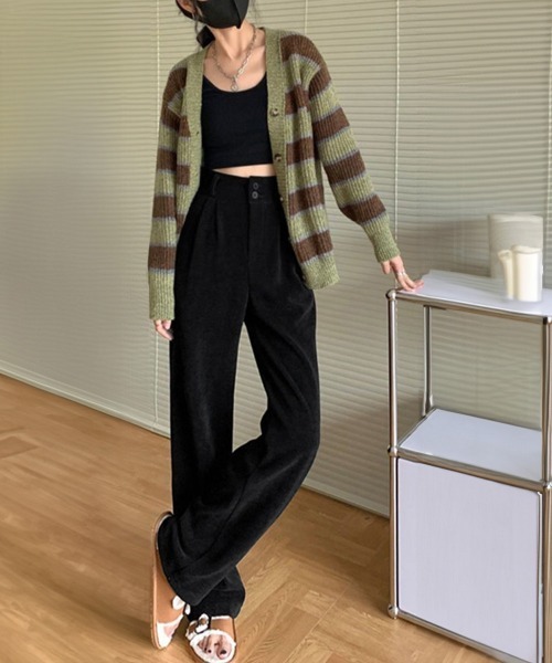 Miniministore(ミニミニストア)の「コーデュロイワイドパンツ 裏起毛ノーマル(スラックス・レディース・アイボリー系1/アイボリー系2/ブラック系1/ブラック系2/グレー系1/グレー系2/ブラウン系1/ブラウン系2・M/L/XL)」の12枚目の写真
