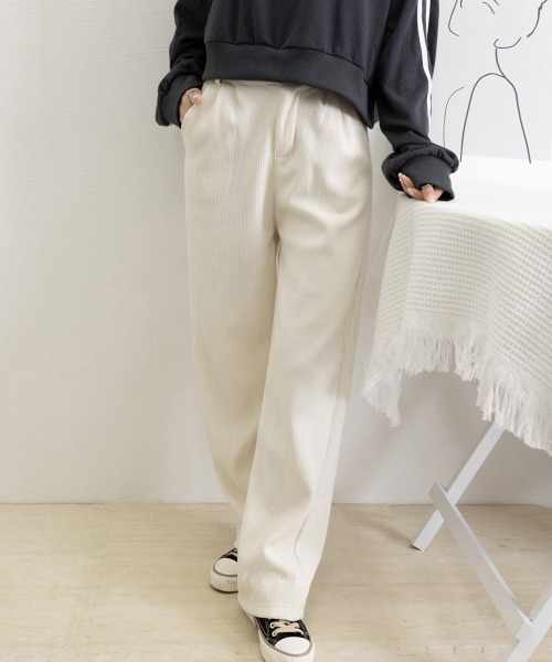 Miniministore(ミニミニストア)の「コーデュロイワイドパンツ 裏起毛ノーマル(スラックス・レディース・アイボリー系1/アイボリー系2/ブラック系1/ブラック系2/グレー系1/グレー系2/ブラウン系1/ブラウン系2・M/L/XL)」の22枚目の写真