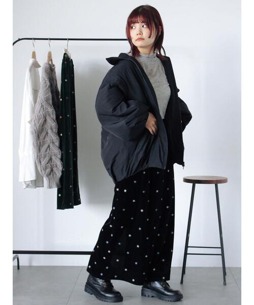 ehka sopo(エヘカソポ)の「バルーンジャケット(ノーカラージャケット・レディース・ブラック/カーキ・F)」の2枚目の写真