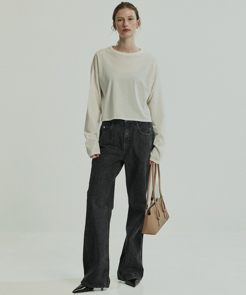 PUBLIC TOKYO（パブリックトウキョウ）の「【ZOZO限定予約受付中】コットンクロップドロンTEE（Tシャツ/カットソー・レディース・ホワイト/ブラック・FREE）」の5枚目の写真