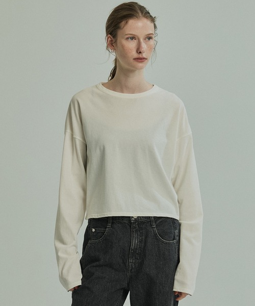 PUBLIC TOKYO（パブリックトウキョウ）の「【ZOZO限定予約受付中】コットンクロップドロンTEE（Tシャツ/カットソー・レディース・ホワイト/ブラック・FREE）」の13枚目の写真