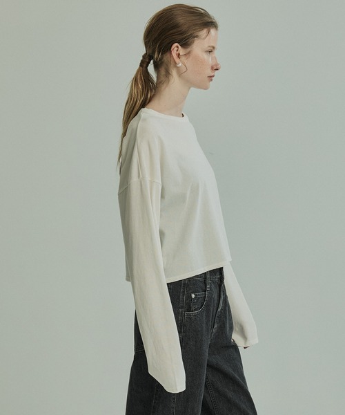 PUBLIC TOKYO（パブリックトウキョウ）の「【ZOZO限定予約受付中】コットンクロップドロンTEE（Tシャツ/カットソー・レディース・ホワイト/ブラック・FREE）」の16枚目の写真