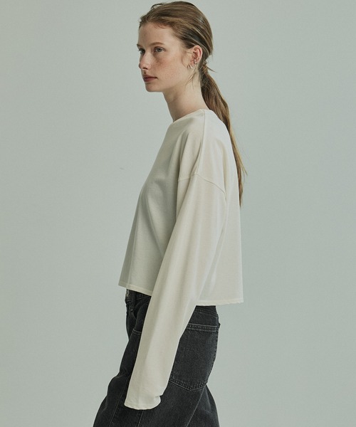 PUBLIC TOKYO（パブリックトウキョウ）の「【ZOZO限定予約受付中】コットンクロップドロンTEE（Tシャツ/カットソー・レディース・ホワイト/ブラック・FREE）」の14枚目の写真