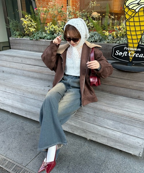 RAY CASSIN(レイカズン)の「キルティング中綿レザーブルゾン(ブルゾン・レディース・ベージュ系その他2/ブラウン/ブラウン系その他2・FREE)」の15枚目の写真