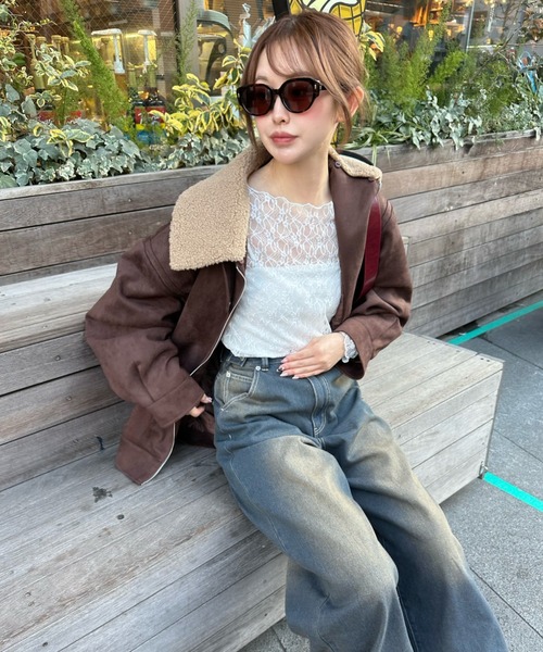 RAY CASSIN(レイカズン)の「キルティング中綿レザーブルゾン(ブルゾン・レディース・ベージュ系その他2/ブラウン/ブラウン系その他2・FREE)」の12枚目の写真