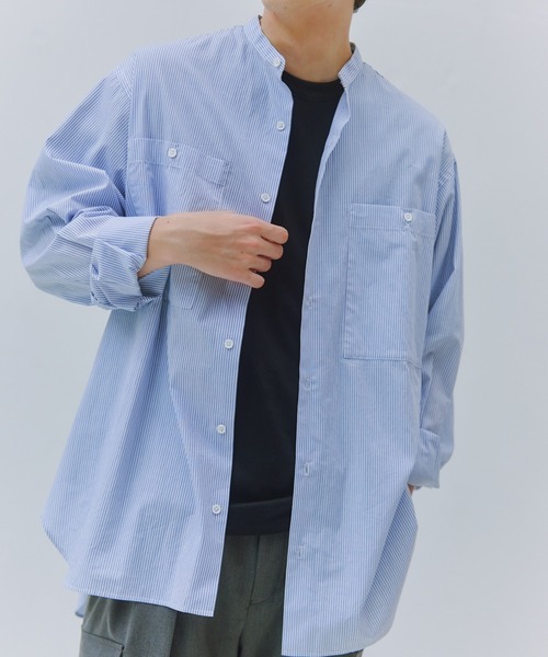 NewAnce（ニュアンス）の「【NewAnce】Band Coller Shirts（シャツ/ブラウス・メンズ・ブルー系その他2/ブルー系その他・FREE）」の2枚目の写真