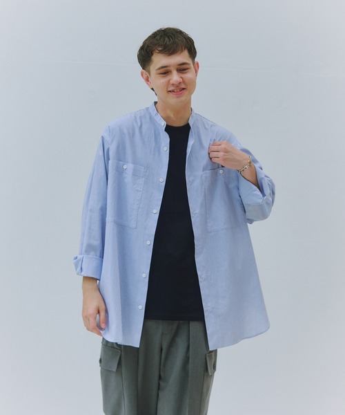 NewAnce（ニュアンス）の「【NewAnce】Band Coller Shirts（シャツ/ブラウス・メンズ・ブルー系その他2/ブルー系その他・FREE）」の3枚目の写真