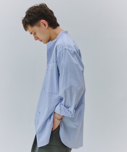 NewAnce（ニュアンス）の「【NewAnce】Band Coller Shirts（シャツ/ブラウス・メンズ・ブルー系その他2/ブルー系その他・FREE）」の4枚目の写真