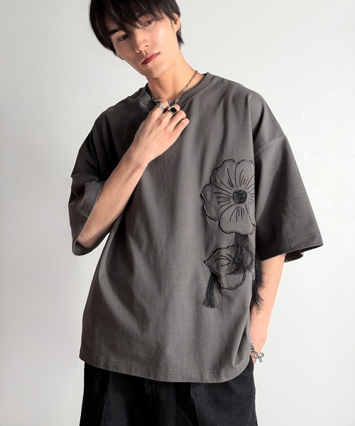 【新品】rosy monster flower enchanted Tシャツ LAD MUSICIAN(ラッドミュージシャン) 22AWDECHINE INKJET FLOWER
