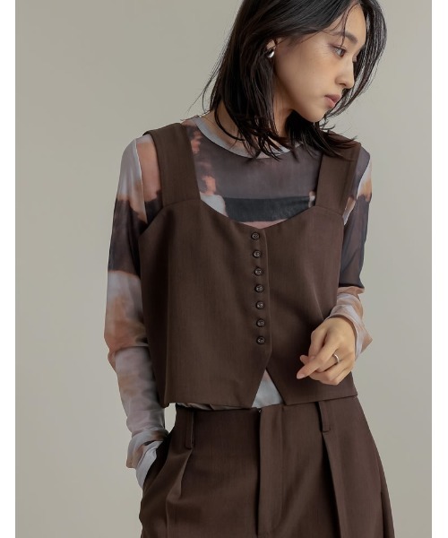 Re:EDIT（リエディ）の「[2025SS COLLECTION]前後2WAYストレッチミックスツイルビスチェ（ベスト・レディース・チャコールグレー/ブラック/ブラウン・MEDIUM/LARGE）」の2枚目の写真