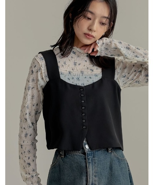 Re:EDIT（リエディ）の「[2025SS COLLECTION]前後2WAYストレッチミックスツイルビスチェ（ベスト・レディース・チャコールグレー/ブラック/ブラウン・MEDIUM/LARGE）」の18枚目の写真