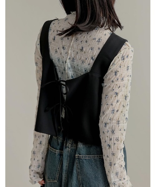 Re:EDIT（リエディ）の「[2025SS COLLECTION]前後2WAYストレッチミックスツイルビスチェ（ベスト・レディース・チャコールグレー/ブラック/ブラウン・MEDIUM/LARGE）」の15枚目の写真