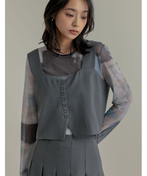 Re:EDIT（リエディ）の「[2025SS COLLECTION]前後2WAYストレッチミックスツイルビスチェ（ベスト・レディース・チャコールグレー/ブラック/ブラウン・MEDIUM/LARGE）」の22枚目の写真