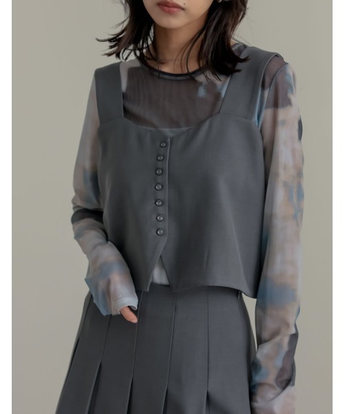 Re:EDIT（リエディ）の「[2025SS COLLECTION]前後2WAYストレッチミックスツイルビスチェ（ベスト・レディース・チャコールグレー/ブラック/ブラウン・MEDIUM/LARGE）」の19枚目の写真