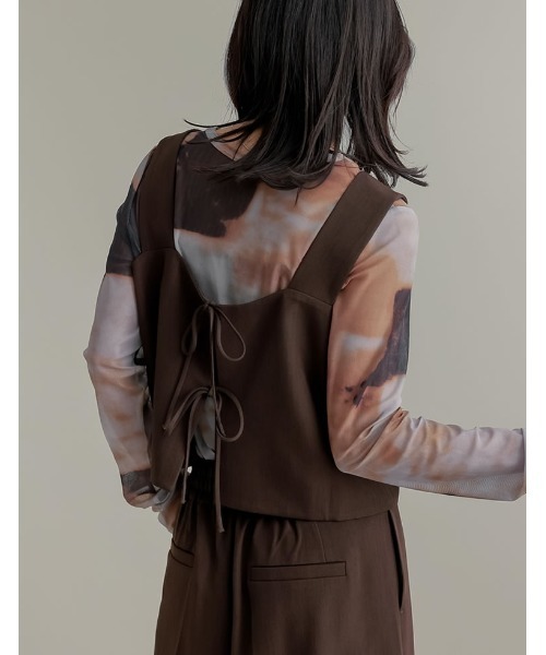 Re:EDIT（リエディ）の「[2025SS COLLECTION]前後2WAYストレッチミックスツイルビスチェ（ベスト・レディース・チャコールグレー/ブラック/ブラウン・MEDIUM/LARGE）」の12枚目の写真