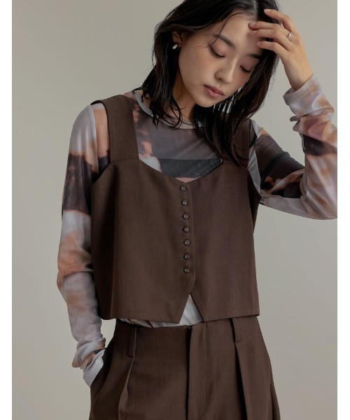 Re:EDIT（リエディ）の「[2025SS COLLECTION]前後2WAYストレッチミックスツイルビスチェ（ベスト・レディース・チャコールグレー/ブラック/ブラウン・MEDIUM/LARGE）」の14枚目の写真