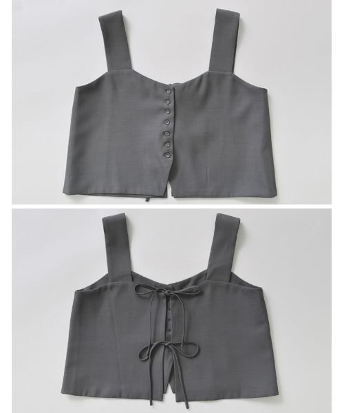Re:EDIT（リエディ）の「[2025SS COLLECTION]前後2WAYストレッチミックスツイルビスチェ（ベスト・レディース・チャコールグレー/ブラック/ブラウン・MEDIUM/LARGE）」の8枚目の写真