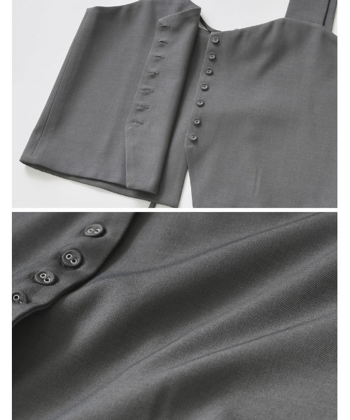 Re:EDIT（リエディ）の「[2025SS COLLECTION]前後2WAYストレッチミックスツイルビスチェ（ベスト・レディース・チャコールグレー/ブラック/ブラウン・MEDIUM/LARGE）」の7枚目の写真