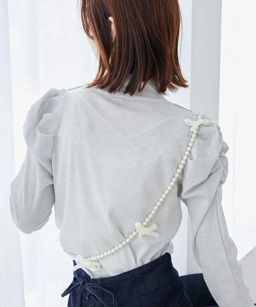 MAJESTIC LEGON(マジェスティックレゴン)の「Ladyライクパワショルトップス(Tシャツ/カットソー・レディース・オフホワイト/ブラック/ピンク・MEDIUM)」の10枚目の写真