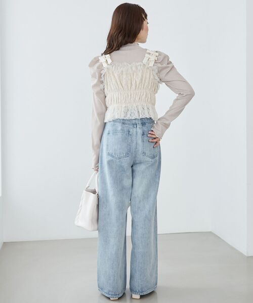 MAJESTIC LEGON(マジェスティックレゴン)の「Ladyライクパワショルトップス(Tシャツ/カットソー・レディース・オフホワイト/ブラック/ピンク・MEDIUM)」の14枚目の写真
