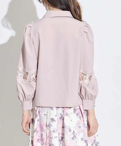 SWINGLE（スウィングル）の「レース切替スリーブシャツブラウス（シャツ/ブラウス・レディース・ネイビー/ミント/ピンク/ライトベージュ・FREE）」の11枚目の写真