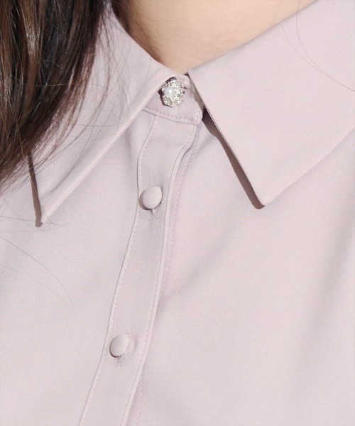 SWINGLE（スウィングル）の「レース切替スリーブシャツブラウス（シャツ/ブラウス・レディース・ネイビー/ミント/ピンク/ライトベージュ・FREE）」の12枚目の写真