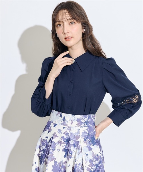 SWINGLE（スウィングル）の「レース切替スリーブシャツブラウス（シャツ/ブラウス・レディース・ネイビー/ミント/ピンク/ライトベージュ・FREE）」の20枚目の写真