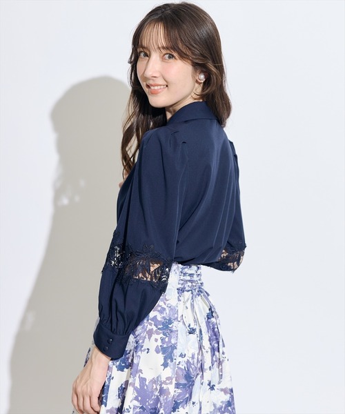 SWINGLE（スウィングル）の「レース切替スリーブシャツブラウス（シャツ/ブラウス・レディース・ネイビー/ミント/ピンク/ライトベージュ・FREE）」の22枚目の写真