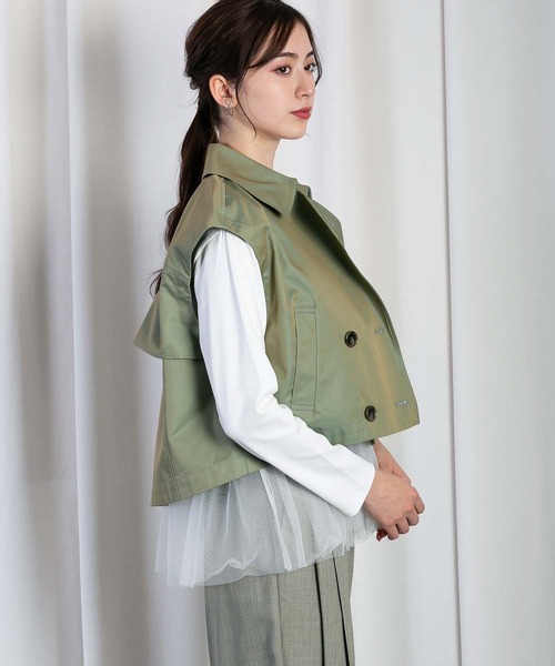 RAW FUDGE(ローファッジ)の「スリーブレストレンチジャケット(トレンチコート・レディース・ベージュ/オリーブ・M)」の18枚目の写真